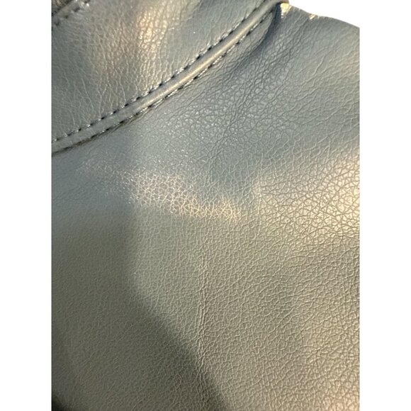 Fate Halter Tier Mini Faux Leather Ruffled Dress Steel Blue Size Small, NWT - Picture 7 of 8